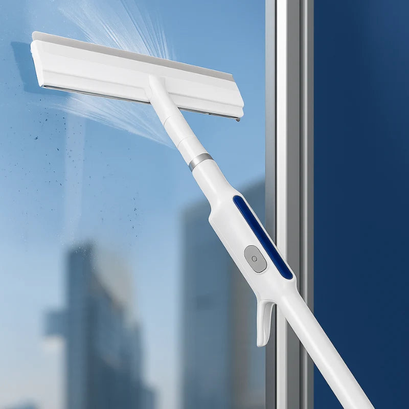 Window Squeegee Integrated Spray Head Double Blade