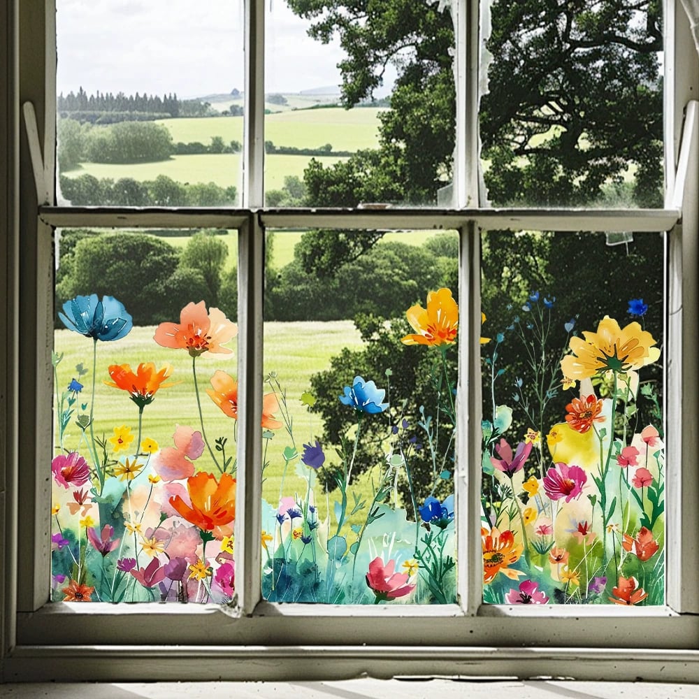 Window Sticker Wildflower & Butterfly Removable Residue Free