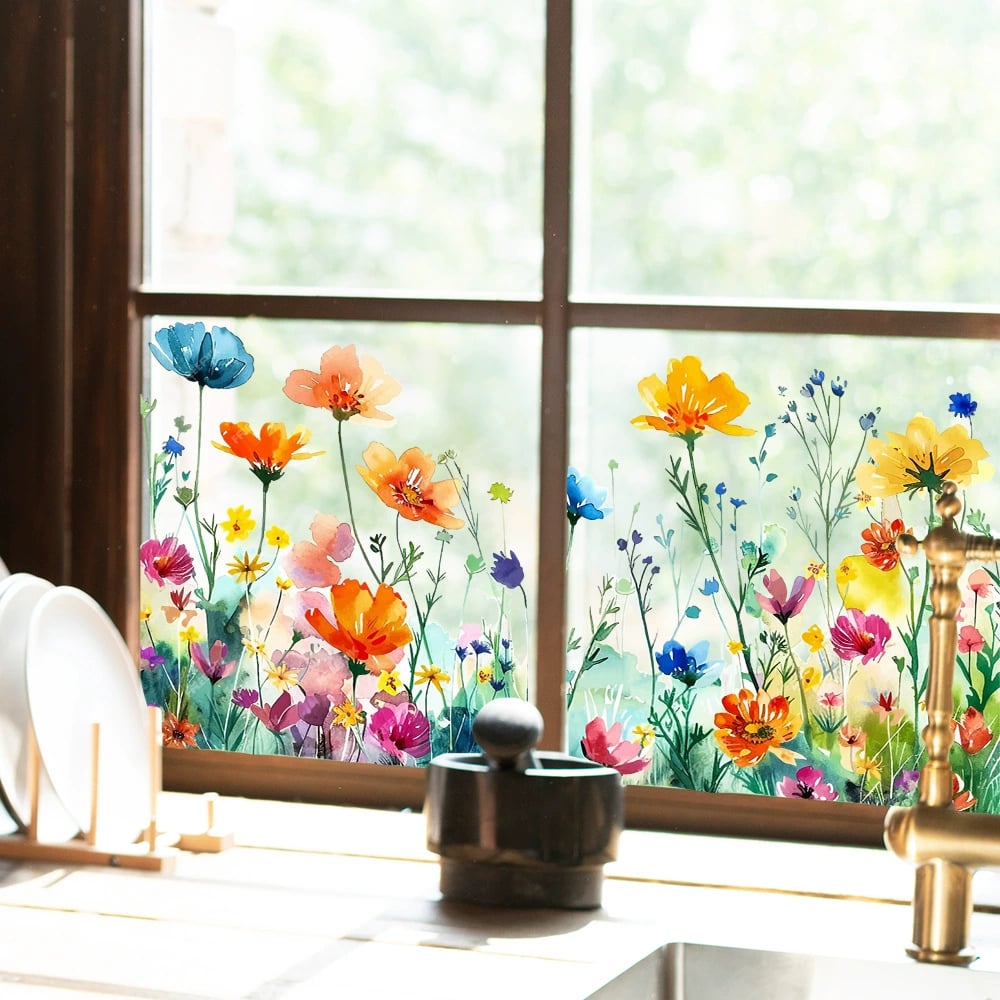 Window Sticker Wildflower & Butterfly Removable Residue Free