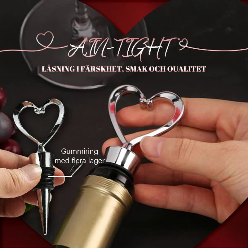 Wine Bottle Stopper Heart-Shaped Stainless Steel & Silicone Seal