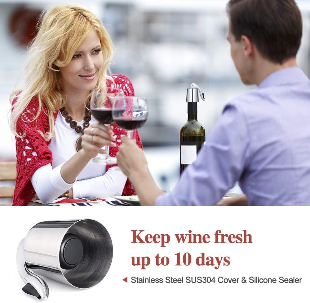 Wine Bottle Stopper Stainless Steel Airtight Silicone Seal