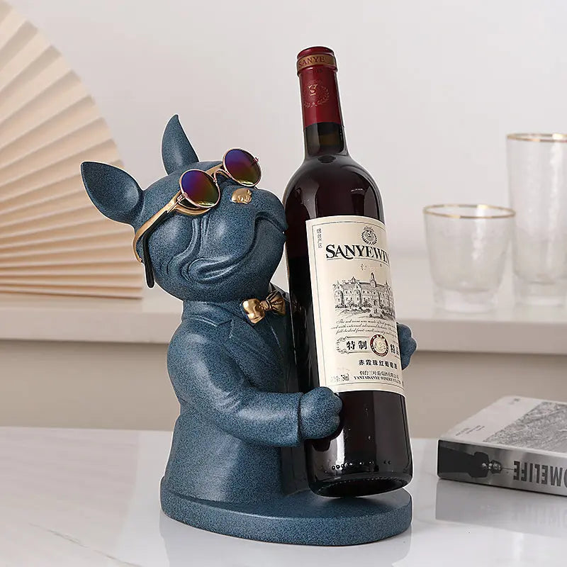 Wine Glass Holder Handcrafted Dog Figurine Holds Two
