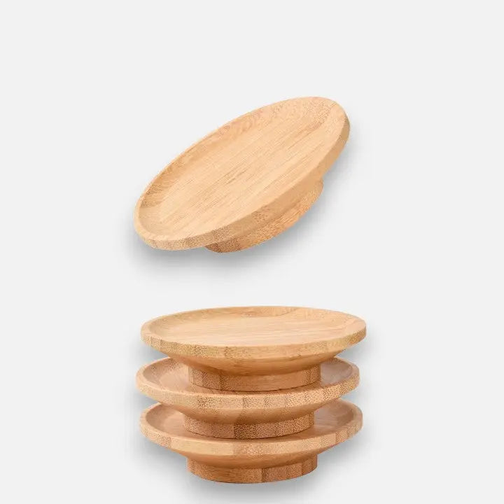 Wine Glass Topper Bamboo Raised Edge Set of 4