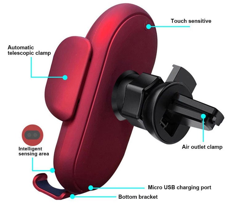 Wireless Car Charger 15W Fast Charge Auto Clamp