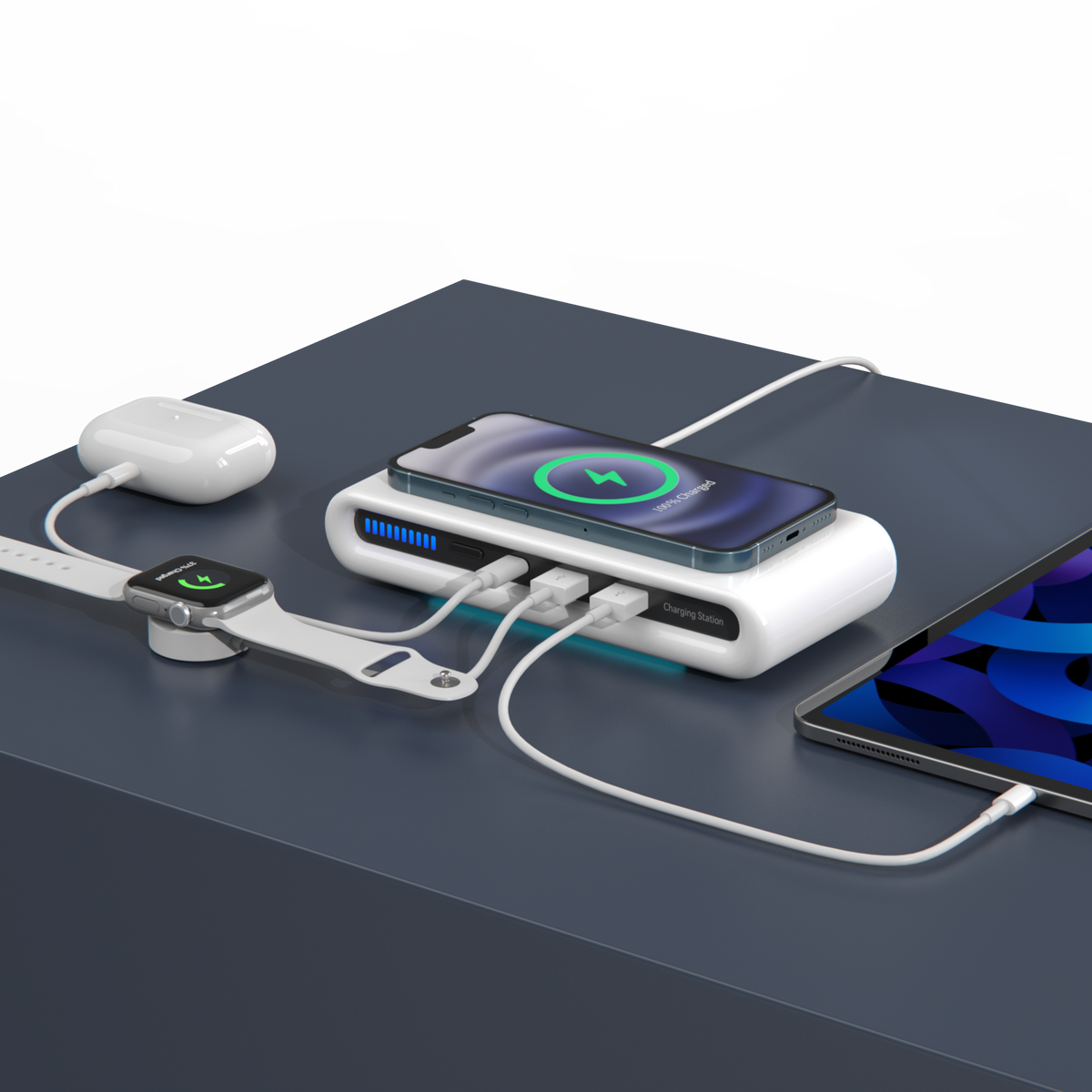 Wireless Charger 4-in-1 Qi Pad & 2 USB-A Ports