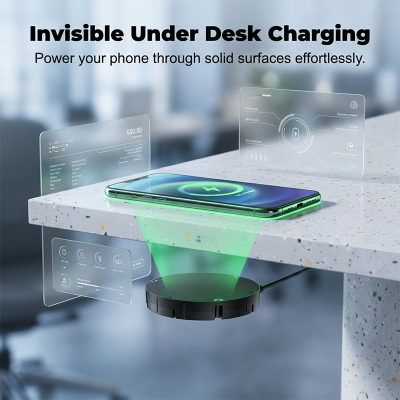 Wireless Charger Under-Desk Invisible Mount Adaptive Fast Charging