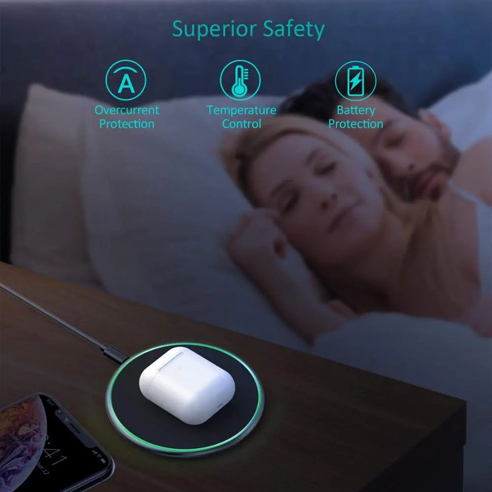 Wireless Charging Pad 30W Fast Charging LED Ring