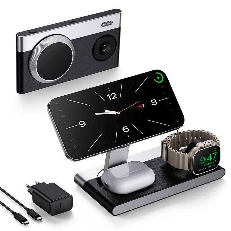 Wireless Charging Station 3-in-1 Foldable Magnetic Phone Watch & Earbuds