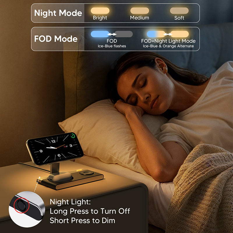 Wireless Charging Station 3-in-1 Foldable Magnetic Phone Watch & Earbuds