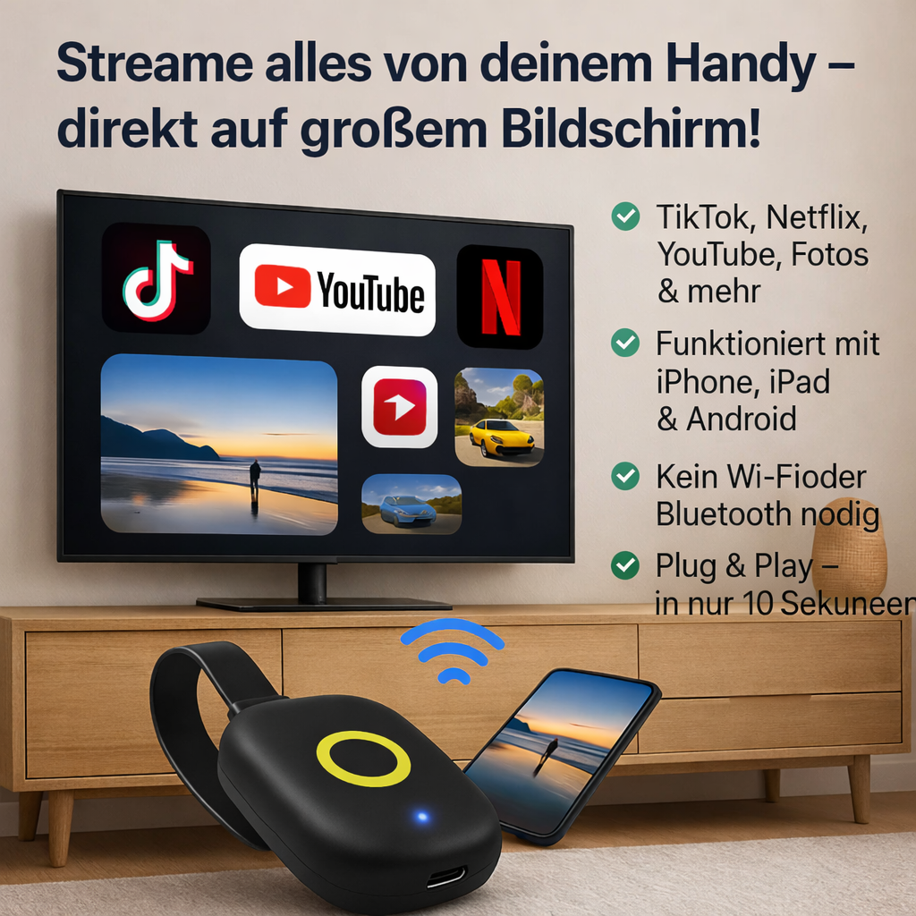 Wireless HDMI Adapter 4K Plug-and-Play Direct Wi-Fi