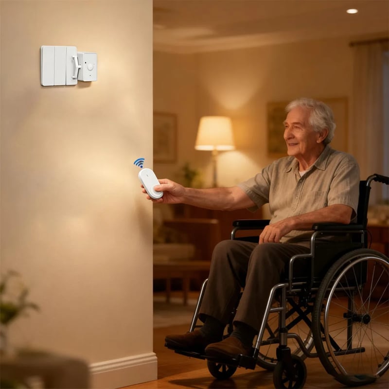 Wireless Light Switch One-Button Long Range USB Rechargeable