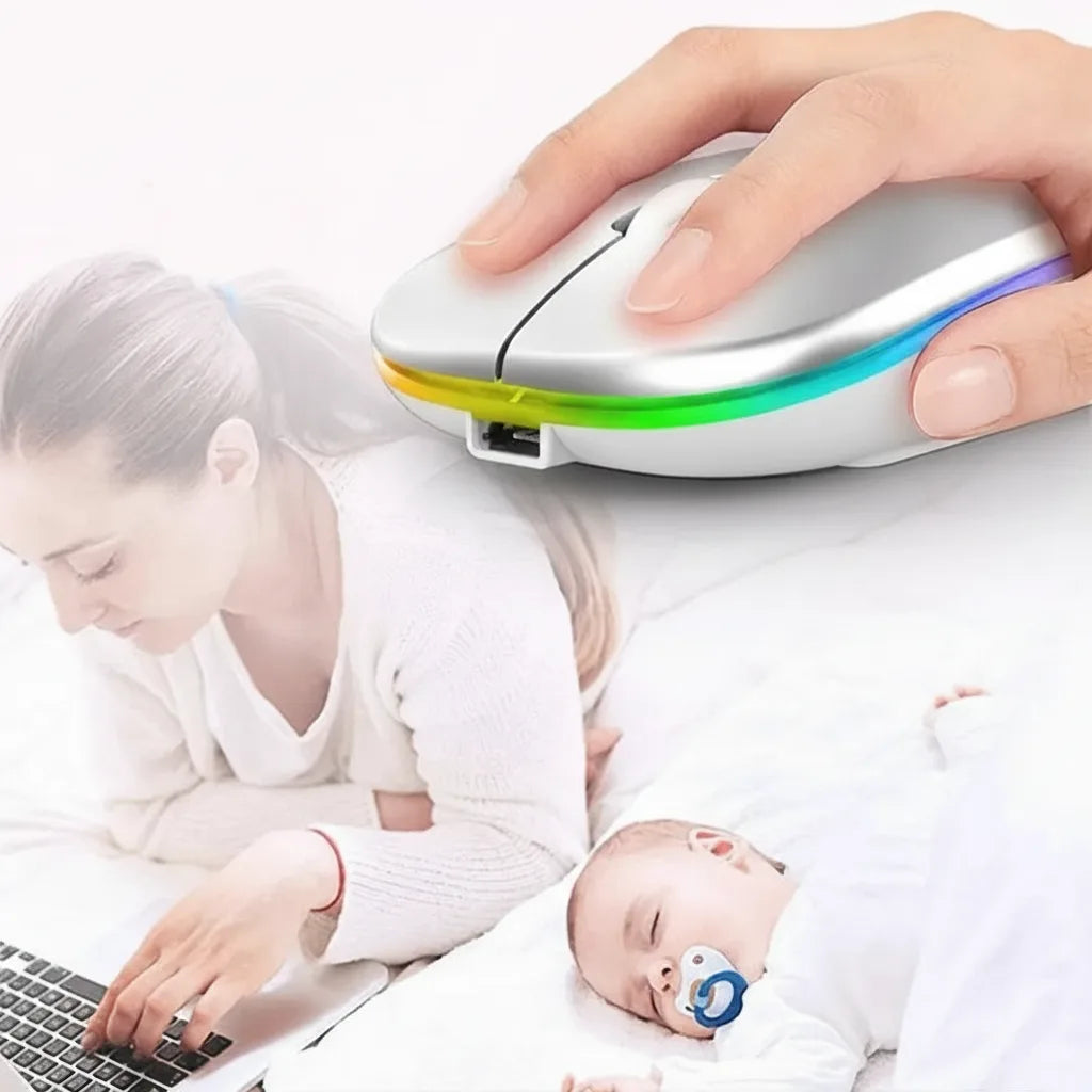 Wireless Mouse Rechargeable Bluetooth 5.2 & 2.4 GHz Ergonomic