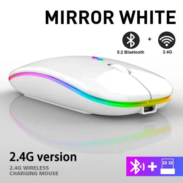 Wireless Mouse USB Rechargeable Dual Connectivity Silent RGB