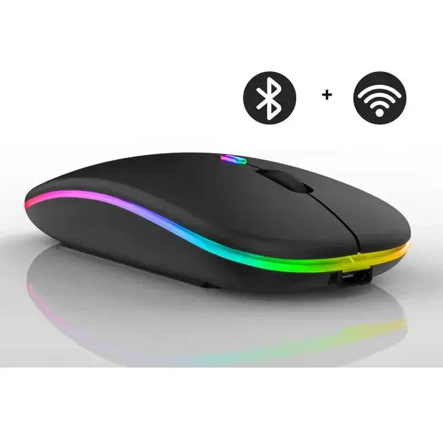 Wireless Mouse USB Rechargeable Dual Connectivity Silent RGB