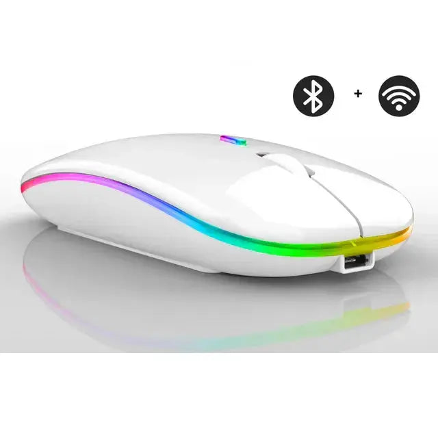 Wireless Mouse USB Rechargeable Dual Connectivity Silent RGB