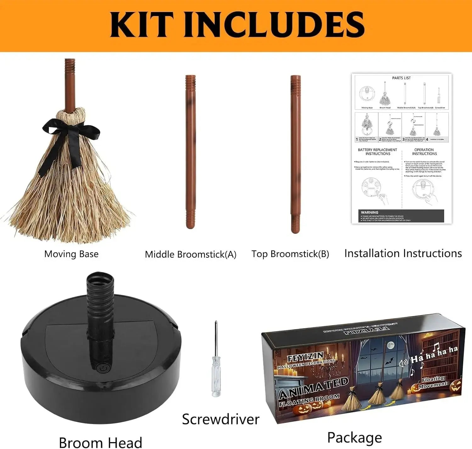 Witch Broom Floating Sound & Touch Activated
