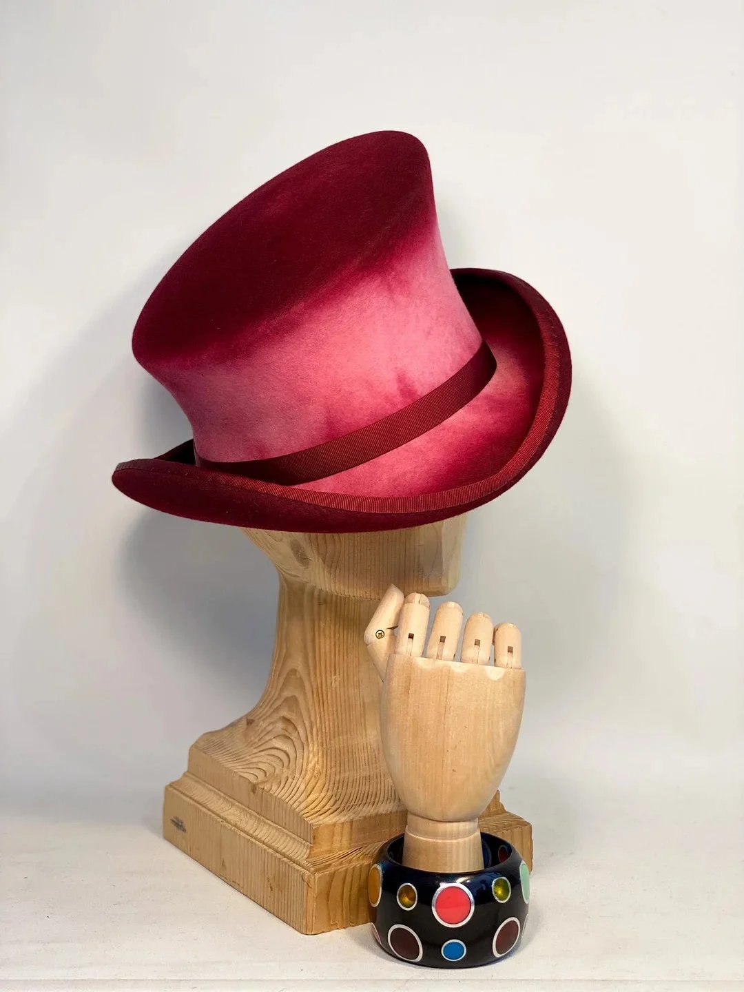 Women's Cylinder Hat Hand-Sewn 100% Wool Asymmetrical