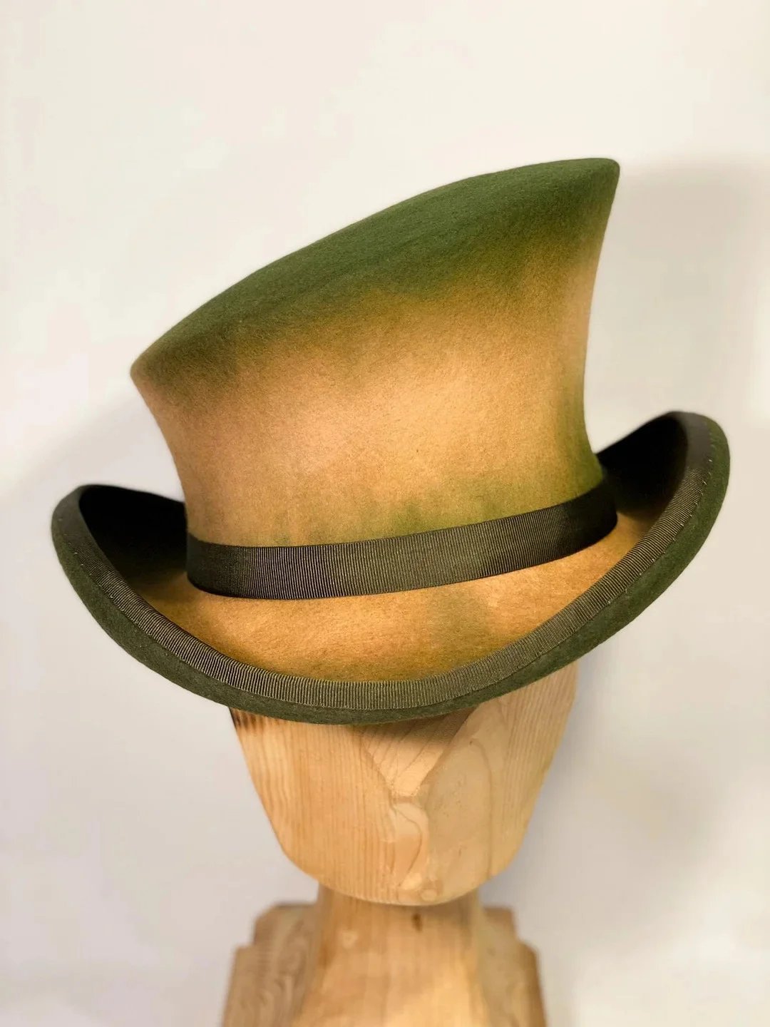 Women's Cylinder Hat Hand-Sewn 100% Wool Asymmetrical
