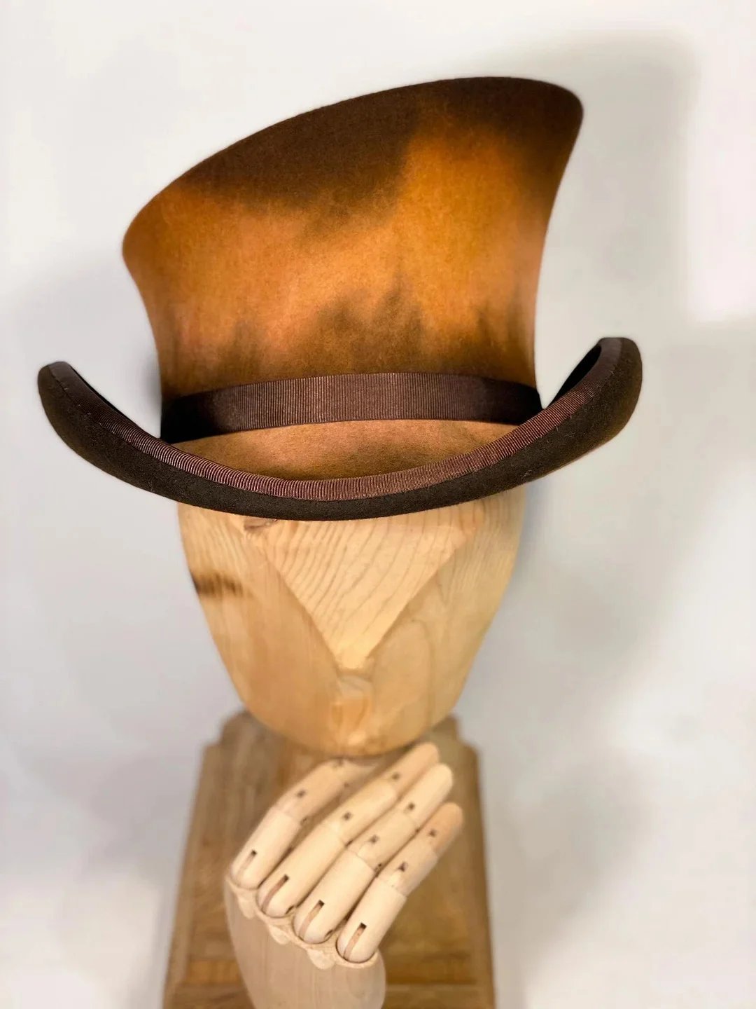 Women's Cylinder Hat Hand-Sewn 100% Wool Asymmetrical