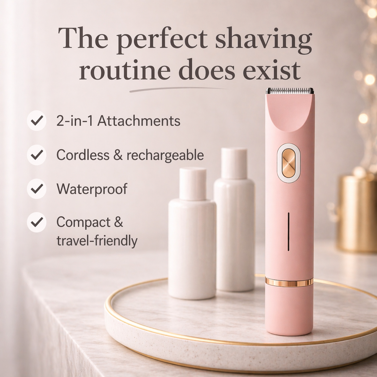 Women's Electric Shaver 2-in-1 Heads IPX7 Waterproof 60-Min Battery