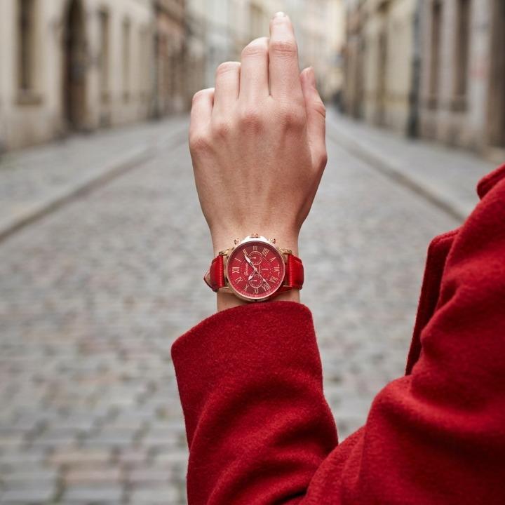 Women's Watch Genuine Leather Strap Waterproof 42mm Case