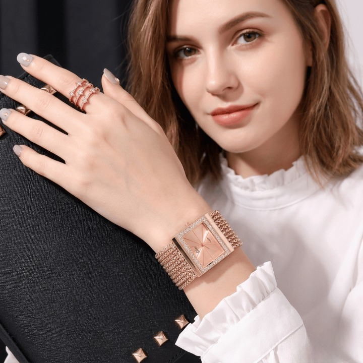 Women's Watch Rhinestone Dial Stainless Steel Mesh Bracelet