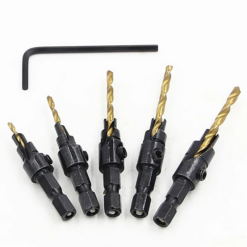 Wood Drill Bit Set 3-In-1 HSS 5-Piece