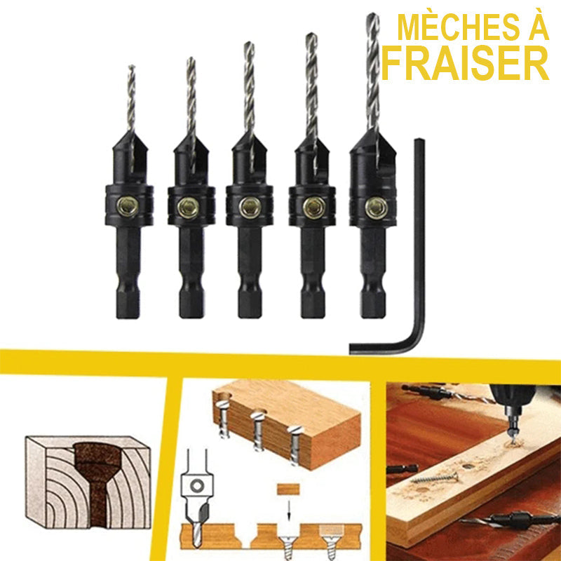 Wood Drill Bit Set 3-In-1 HSS 5-Piece
