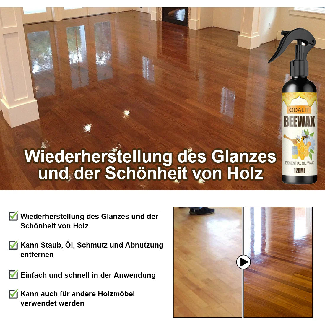 Wood Polish Spray Beeswax & Lemon Oil Moisture Protection