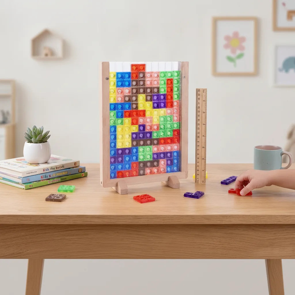 Wooden Building Blocks Montessori Colorful Solid Wood