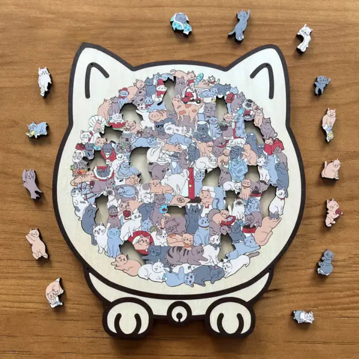 Wooden Cat Puzzle Morandi Colors 135 Pieces