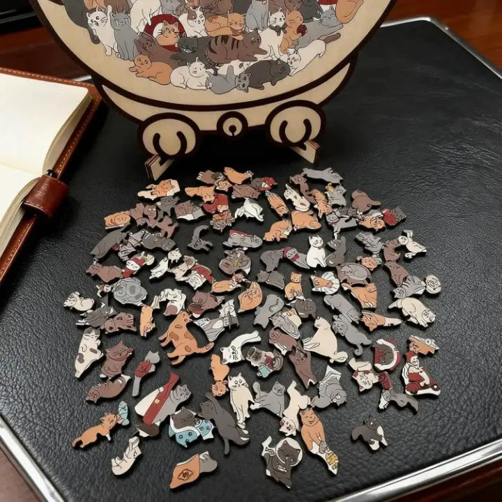 Wooden Cat Puzzle Morandi Colors 135 Pieces