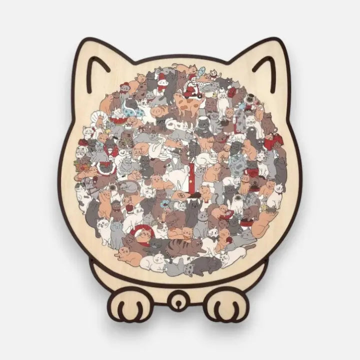 Wooden Cat Puzzle Morandi Colors 135 Pieces