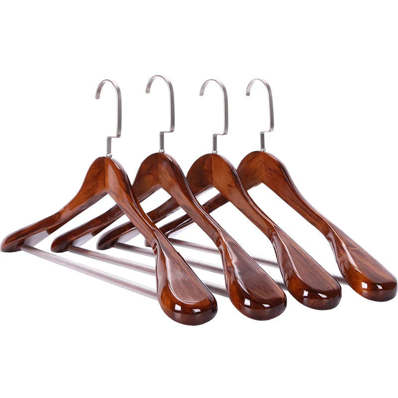 Wooden Hanger Set Curved Shoulder & Metal Hooks