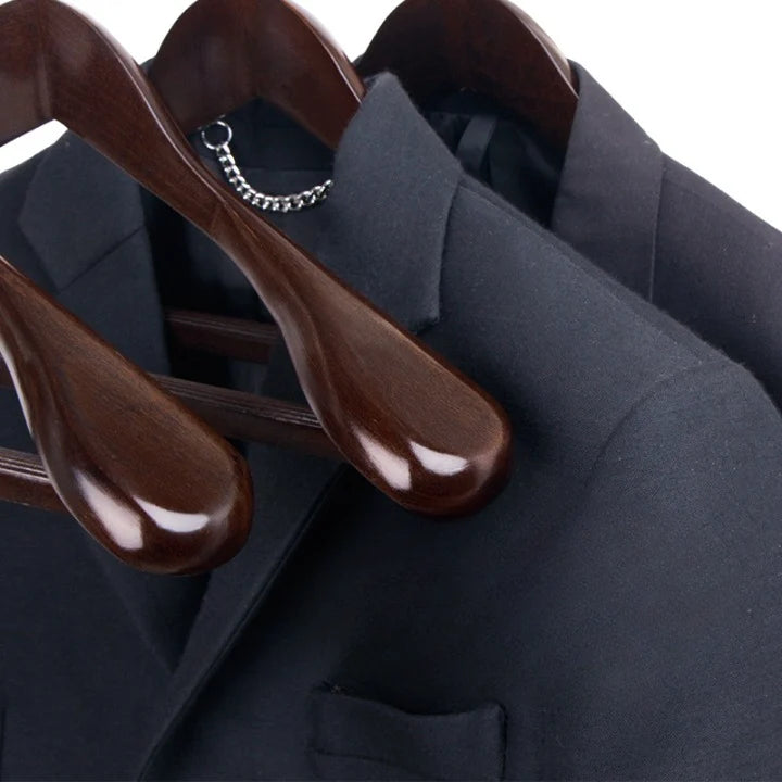 Wooden Hanger Set Curved Shoulder & Metal Hooks