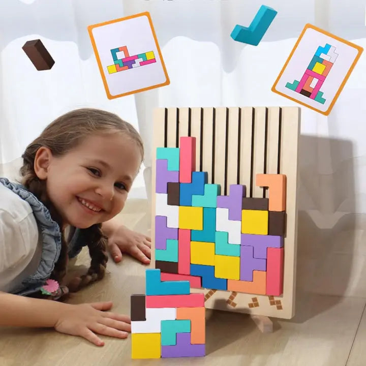 Wooden Puzzle Solid Wood Upright Board Pattern Cards