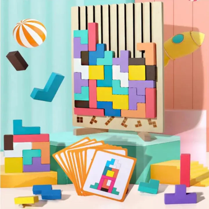 Wooden Puzzle Solid Wood Upright Board Pattern Cards