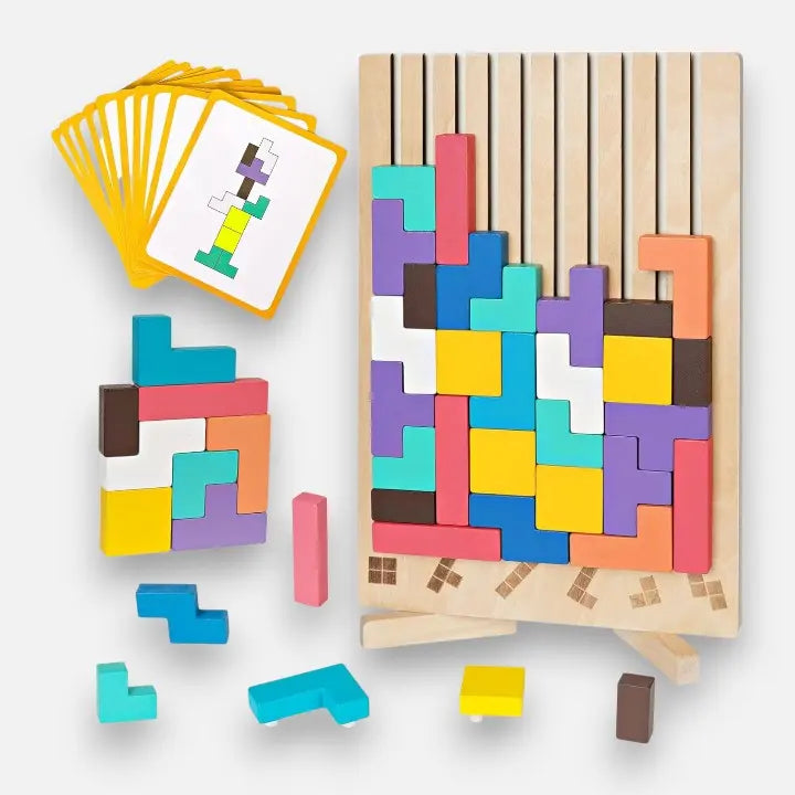 Wooden Puzzle Solid Wood Upright Board Pattern Cards