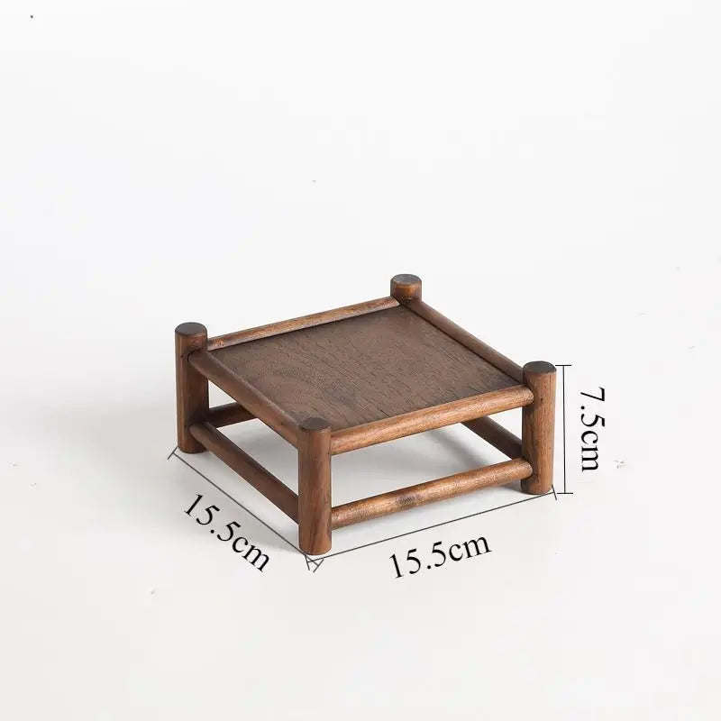 Wooden Shelf Solid Wood Walnut Finish No Assembly