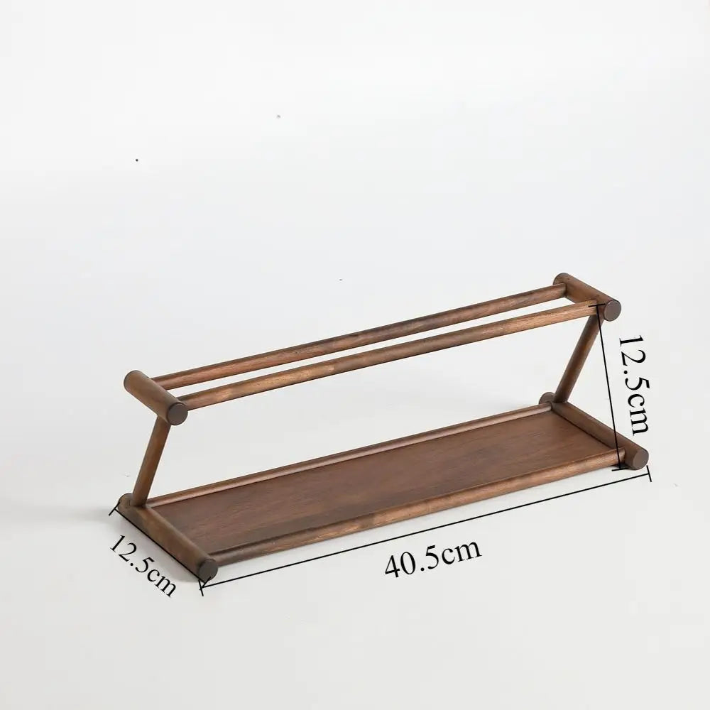 Wooden Shelf Solid Wood Walnut Finish No Assembly
