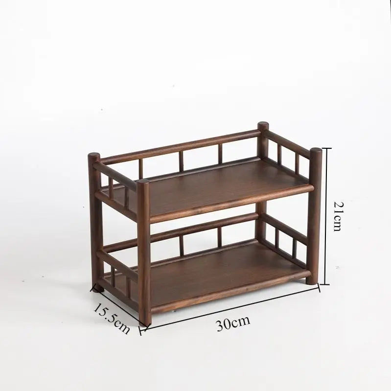 Wooden Shelf Solid Wood Walnut Finish No Assembly