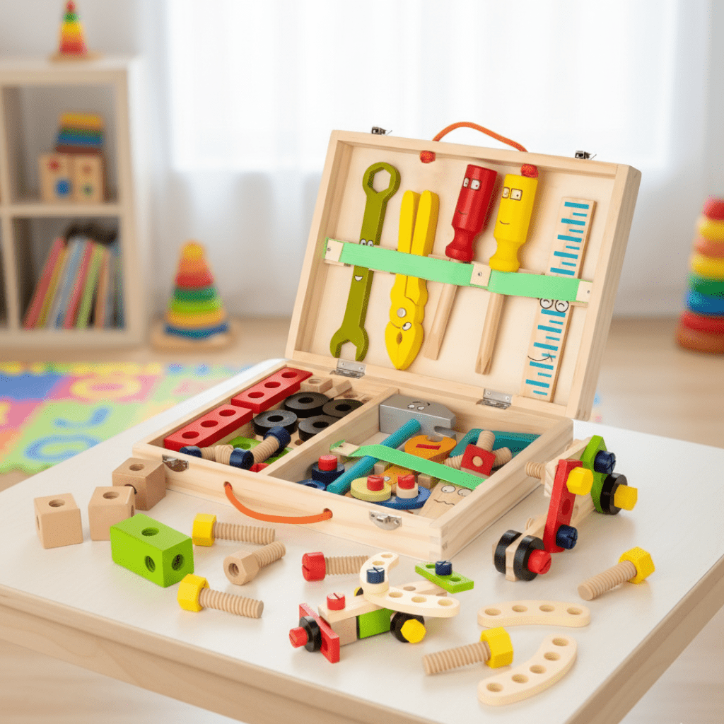 Wooden Tool Set Montessori Child-Safe Portable Case