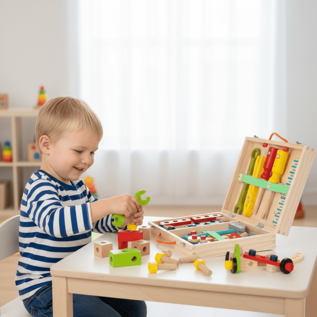 Wooden Tool Set Montessori Child-Safe Portable Case