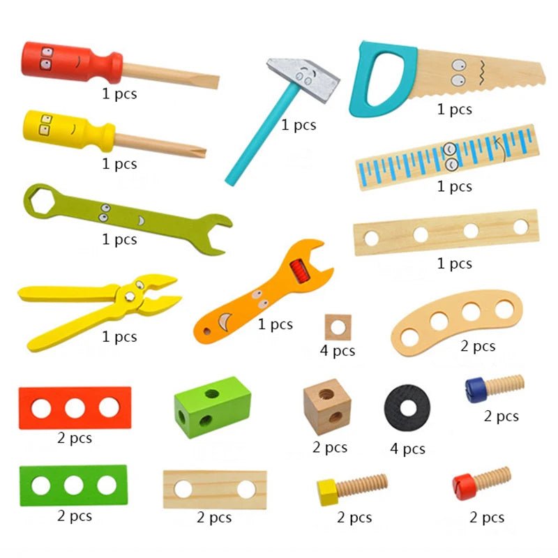 Wooden Tool Set Montessori Child-Safe Portable Case