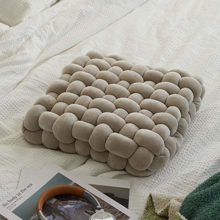 Woven Knot Pillow Velvety Plush Handcrafted