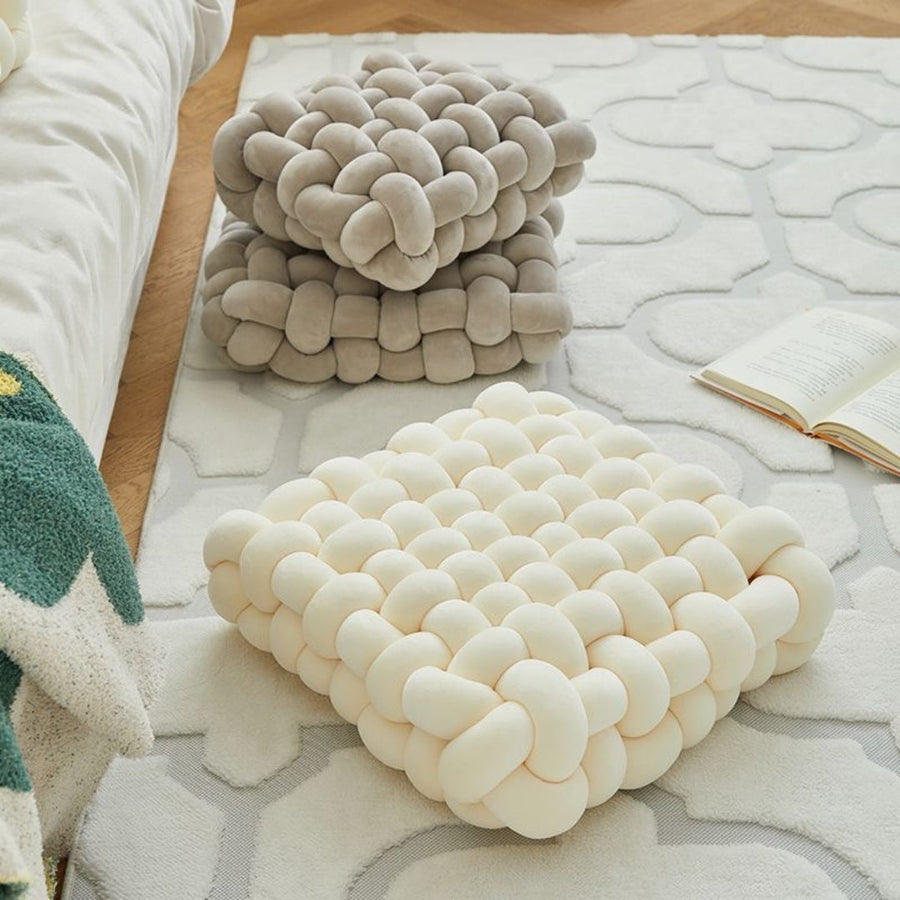 Woven Knot Pillow Velvety Plush Handcrafted