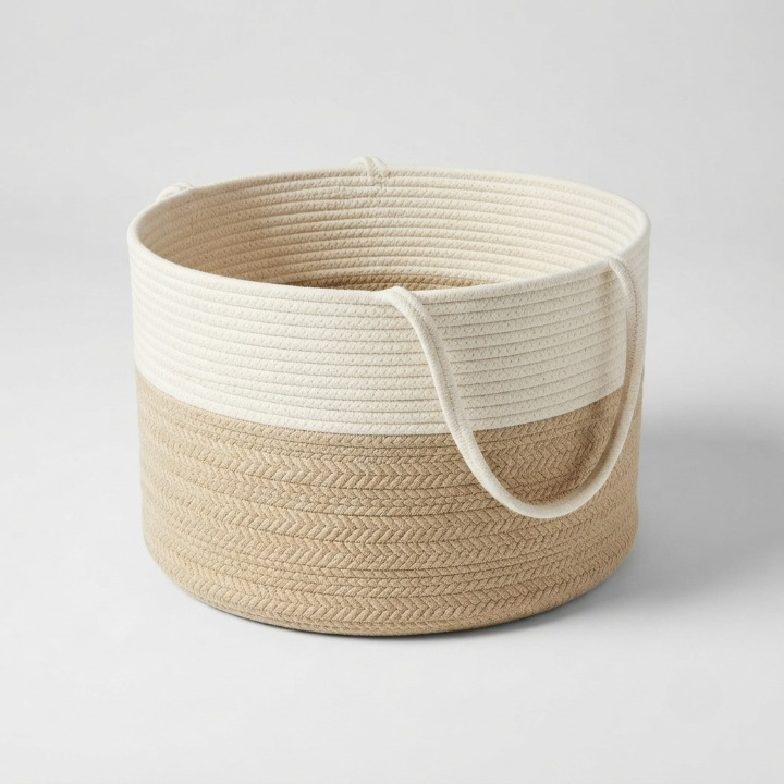 Woven Storage Basket 50L Recycled Polyester With Handles