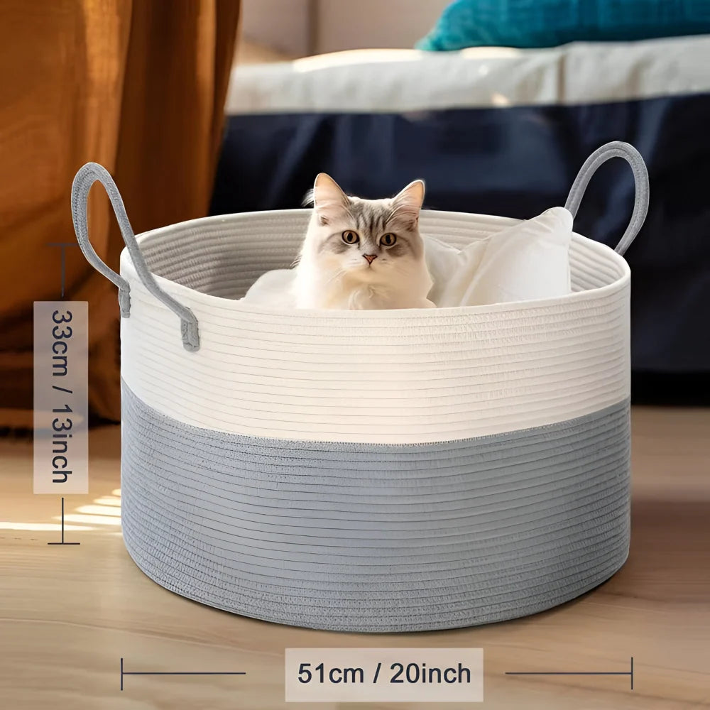 Woven Storage Basket Extra-Large Machine Washable Built-In Handles