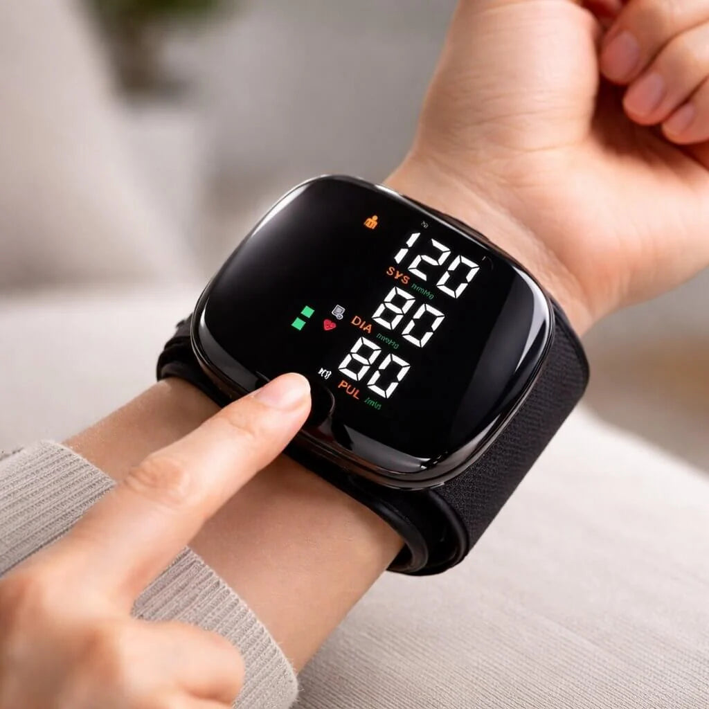 Wrist Blood Pressure Monitor Touch Display Voice USB Rechargeable
