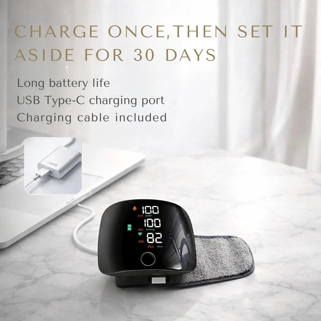 Wrist Blood Pressure Monitor Touch Display Voice USB Rechargeable